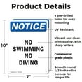 thumbnail image 2 of (2 Pack) No Swimming No Diving OSHA Notice Sign 7 Inch X 10 Inch Plastic Sign, Weather Resistant, UV Protected for Workplace, Business, and Construction Site, Made in the USA, 2 of 8