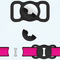 [2 Pack]Airtag Dog Collar Holder, Air Tag Protective Cat Airtag Dog Collar,Silicone AirTags GPS Tracking Accessories,Air Tags with Bone Pattern(Black/White)