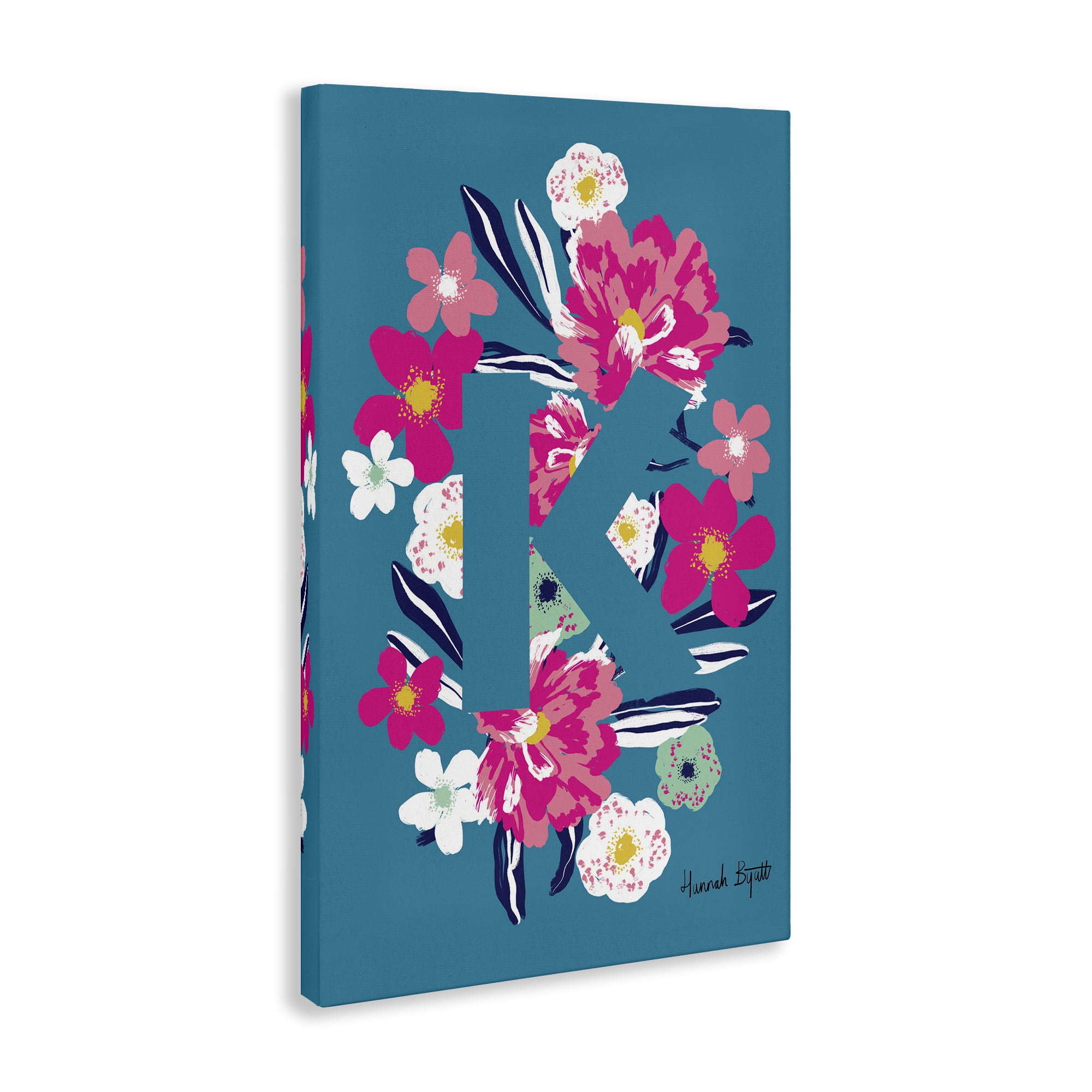 Stupell Industries Floral Bloom Letter K Botanical & Floral Painting Gallery Wrapped Canvas Art Print Wall Art, 24 x 36