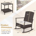 thumbnail image 3 of Gymax 3 Piece Patio Rocking Bistro Set 2 Rattan Armchairs w/ 2-Tier Tempered Glass Side Table White, 3 of 10