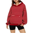 thumbnail image 3 of Womens Hooded Crewneck Sweatshirts, Hoodies for Women Fall Fashion Loose Fit Striped Printed Long Sleeve Pullover with Pockets S-3XL, 3 of 7