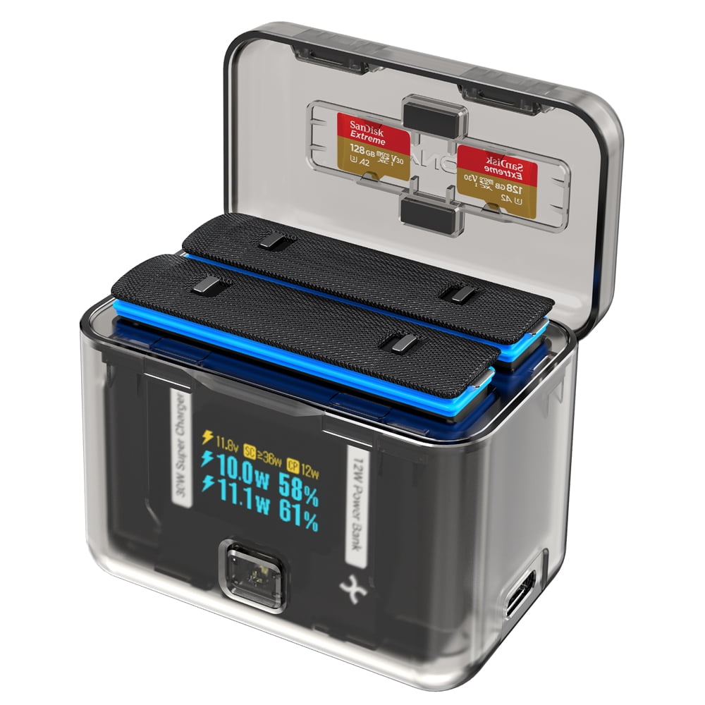 Battery Charging Box for Insta 360 X4，Charger Hub 2 Ways Bi-directional Charger Power USB-C X4 Battery Accessories