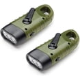 thumbnail image 1 of Rechargeable Solar Flashlight (Set Of 2), Led Hand Crank Generator Emergency Flashlight With Carabiner With Carabiner, Army Green, 1 of 5