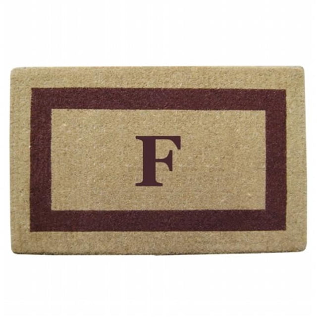 Nedia Home O2035F 38 x 60 Po Cadre Monochrome Brun Robuste Tapis de Coco Monogrammé F