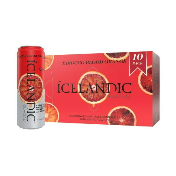 Icelandic Glacial Sparkling Water, Tarocco Blood Orange, 11.1 Fl Oz Cans. (Pack of 10)
