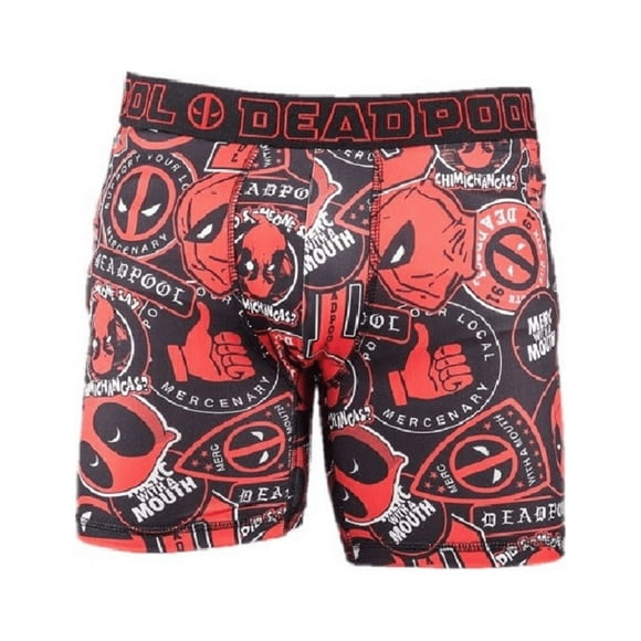 Deadpool Character and Symbols All Over Men's Underwear Boxer Briefs-Small (28-30)