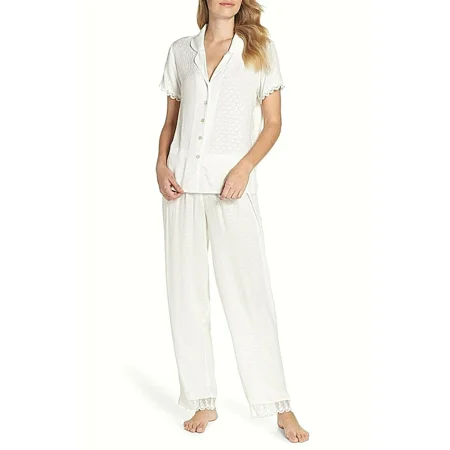Flora Nikrooz Women s Laurel Notch Pajama PJ Set Large Ivory