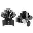 thumbnail image 2 of Wood Stove Fan Heat Powered Non-Electric Lotus Shaped Heat Distribution 4-Blade Silent Flue Pipe Hanging Fireplace Fan with Magnetic Thermometer for Home Wood Burning Stove/Log Burner, 2 of 10