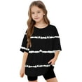 thumbnail image 6 of Frwgonr Girls Shirts Soft Striped Tees Kids Tshirts Clothes Summer Tops T-Shirt Black, Size 5-15 Years, 6 of 6