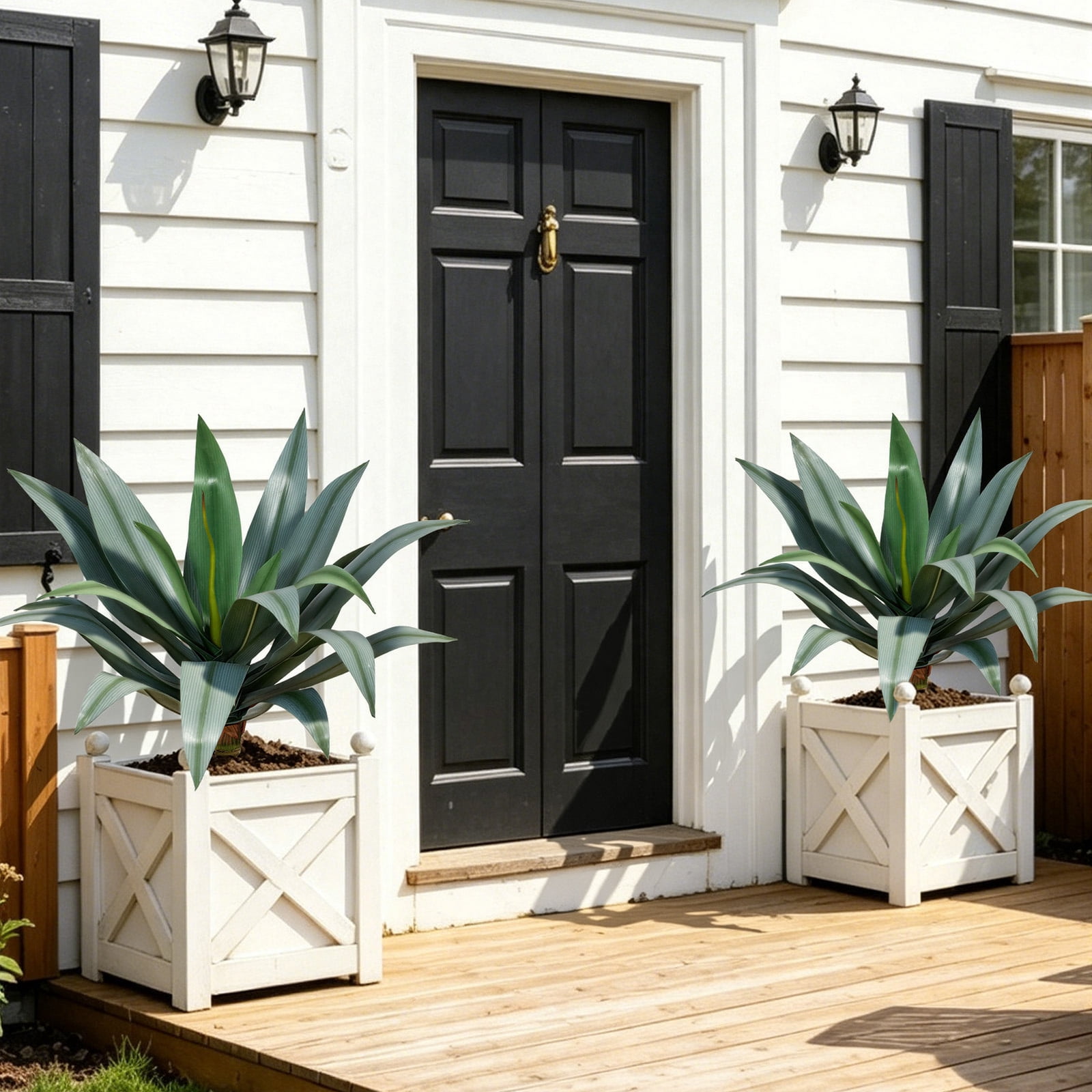 16in Faux Agave Plant, UV Protected Green Artificial Agave, Unpotted Mini Fake Succulent for Indoor Outdoor Decoration