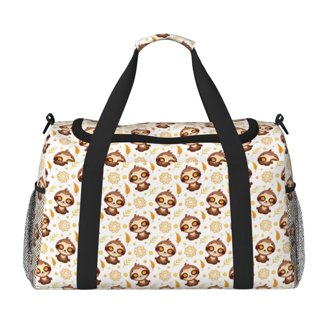 Fotbe Sloth Yoga Bolsa de Viaje con Estampado, Bolsa de Fin de Semana para Mujer con Compartimento para Zapatos, Bolsa de Gimnasio con Bolsillo Húmedo