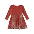 thumbnail image 4 of Abcomgle Girls Long Sleeve Dresses 7-16 A-Line Fall Tshirt Dress Vintage Floral Print Crew Neck Girls Skater Dress Swing Basic Dresses for 4-14t Kids 13-14 Years,Wine, 4 of 5