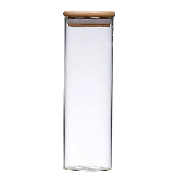 Bewildely Frascos de almacenamiento de vidrio apilables con tapas herméticas: contenedores de almacenamiento de cocina duraderos universales y Organizadores de utensilios de cocina 6.5*20 cm