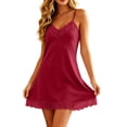 thumbnail image 2 of ZyeKqe Womens Nightgown Lace Spaghetti Strap Sleeveless V Neck Lightweight Loungewear Sleep Shirts Mini Dress, 2 of 7