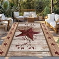 thumbnail image 2 of Red Texas Star Vintage Outdoor Rug for Patio/Deck/Porch, Non-Slip Large Area Rug 5 x 7 Ft, Farmhouse Berry Brown Wooden Indoor Outdoor Rugs Washable Area Rugs, Reversible Camping Rug Carpet Runner, 2 of 8