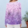 thumbnail image 4 of WTOBBY Women's Casual Floral Print Round Neck Long Sleeve T-shirt Top Fashion Wear Comfortable Soft Fabric Breathable Material Daily Outfit Stretch Fit for Versatile Use,Light Purple 2XL, 4 of 5