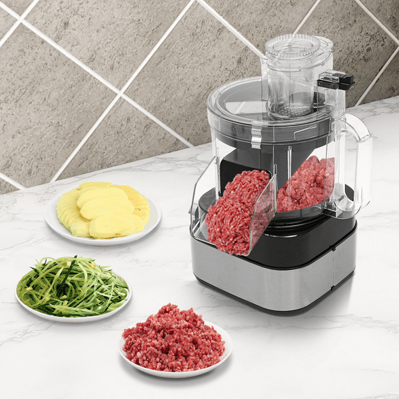 Miumaeov 5 in 1 Commercial Food Processor 600W Electric Vegetable Dicer Chopper Veggie Shredder Meat Grinder 5L/1.32 Gal for Mincing Dicing Shredding and Puree