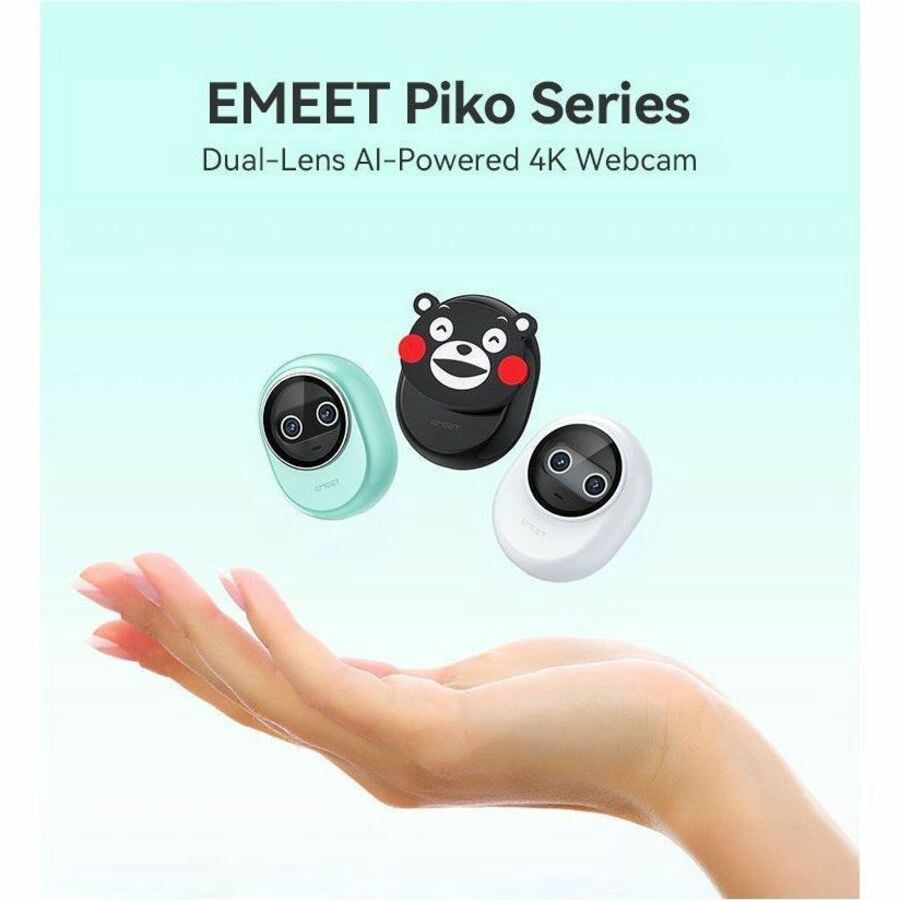 EMEET Piko+ (Black), Dual-lens Webcam with one 4K 1/2.55" Sony Lens and one AI Assist Lens, Boosting color accuracy, face recognition