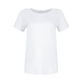 thumbnail image 4 of Women Short Sleeve Crewneck Ribbed Knit Slim Fitted Shirts Summer Tops Basic Tee Casual 2026 Fall Outfits Clothes White L, 4 of 4