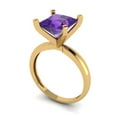 thumbnail image 2 of 3 ctw Solitaire Anniversary Ring for Women | Princess Cut Natural Amethyst | Hyperallergenic Solid 18K Yellow Gold, 2 of 5