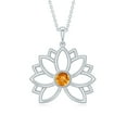 thumbnail image 2 of Rosec Jewels Lotus Flower Pendant with Bezel Set Citrine Solitaire, 18K White Gold, 2 of 6