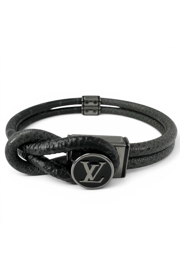 Pre-Owned LOUIS VUITTON M6780 Bracelet Loop It Monogram Eclipse Canvas Black Silver Made in...