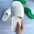 thumbnail image 3 of QueenLine 10 Bulk Women Fluffy Slippers Corduroy Flat Ladies Furry Slides Peep Toe Thick Sole Shoes Summer Autumn Runway Flip Flops, 3 of 6