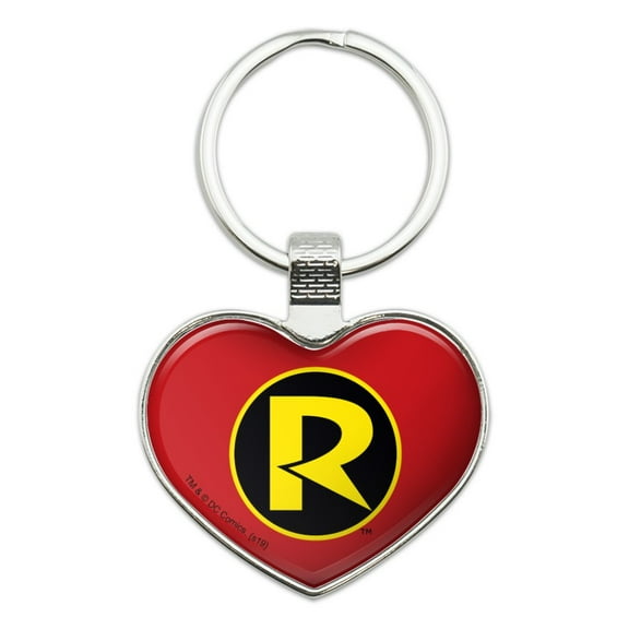 Batman Robin Logo Keychain Heart Love Metal Key Chain Ring