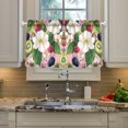 thumbnail image 2 of Yayeee Kitchen Curtains Tier Pair Light Filtering 27"x24" Rod Pocket Short Cafe Window Panel, Pink Raspberries, 2 of 7