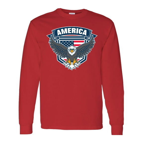 Inktastic America with Eagle Shield and Banner Long Sleeve T-Shirt