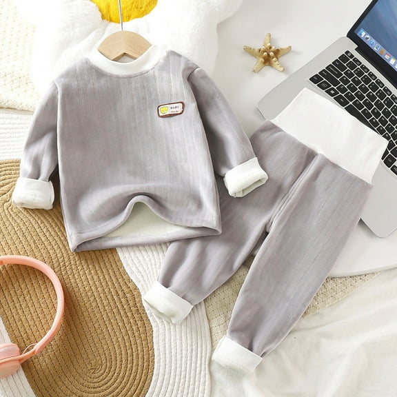 Toddler Children Thermal Underwear Sets Boys Girls Long Sleeve Baby Plus Homewear Baby Thick Autumn Winter Clothes Sets