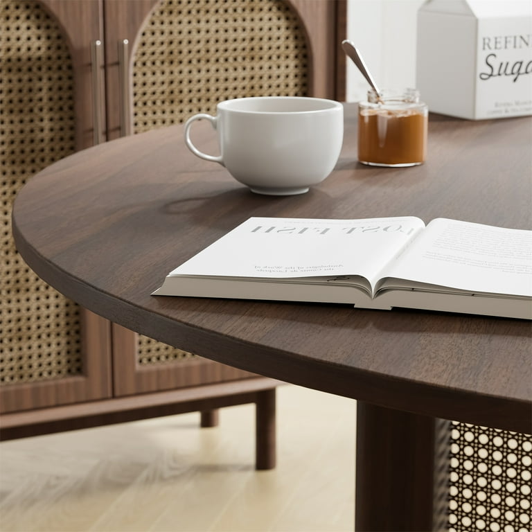 Oak Cinna 46 Round Dining Table - Wood Table - Walnut Finish