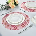 thumbnail image 4 of 15.4" Round Placemat Set of 4 Polyester Fabric Place Mats Non-Slip Dining Kitchen Table Mats for Kitchen Party Decor Pink and White Christmas Motifs, 4 of 5