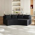 thumbnail image 6 of Plush Corduroy Curved Sectional Sofa with 4 Pillows|Modular Design for Multi-Spaces, 6 of 9