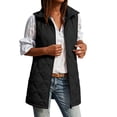 thumbnail image 3 of Sleeveless Hooded Puffer Vests for Women,Full Zip Mid-Length Warm Casual Layering Winter Outerwear Jacket with Side Pocket, 3 of 7