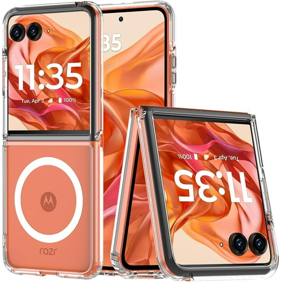 Entronix Magnetic Clear Case Designed for Moto Razr 2024, [Yellow Resistant] Slim Fit Transparent Cover