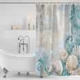 thumbnail image 2 of Teal Conch Coastal Shower Curtain Set - 48" x 72" Washable Bathtub Curtain with 12 Hooks, Summer Beach Nautical Seaside Waterproof Fabric Stall Shower Curtains for Bathroom/Bathtub Décor, 2 of 6