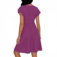 thumbnail image 5 of LIaqionyy Women Short Sleeve Dresses V Neck Button down Sundress Summer Casual Beach Vacation Dress with Pockets, 5 of 6
