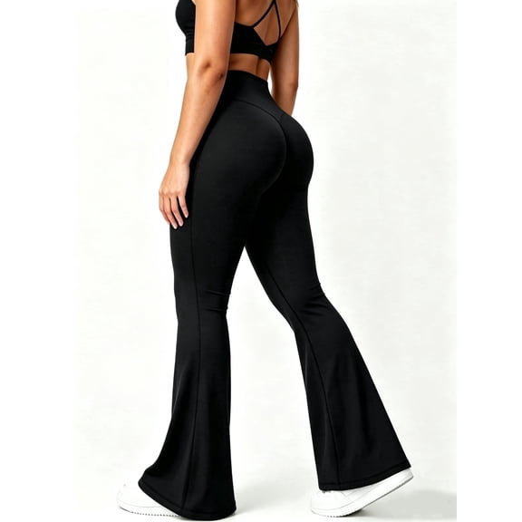 DENTOYOU Flare Yoga Pants for Women High Waist Butt Lifting Bootcut Pants Workout Sports Leggings Black XS