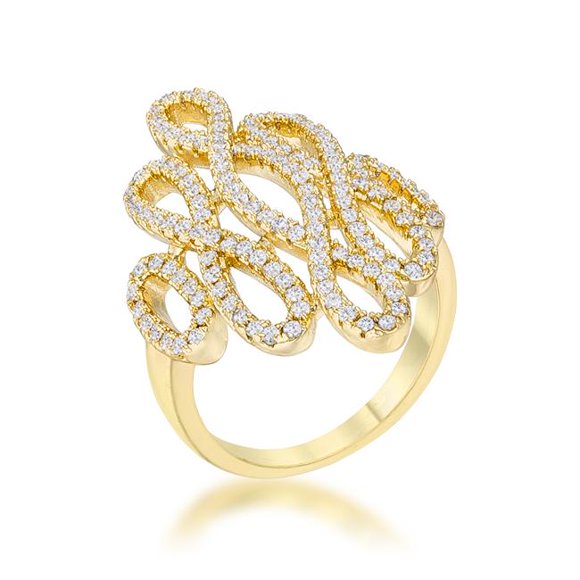 Womens Natasha 0.94 CT Cubic Zirconia 14K Gold Contemporary Cocktail Ring - Size 5