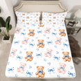 thumbnail image 2 of Homewish Blue Bow Bear Twin Sheet Sets for Teen, Watercolor Stars Print Twin Fitted Sheet, Kawaii Cartoon Theme Flat Sheet, Breathable Home Decor, 3-Piece, 2 of 7