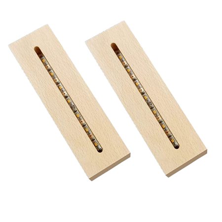 

2 Pcs Wooden Light Base Wood LED Display Base with USB Cable for Acrylic Crystal Night Light Glass Art