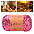 thumbnail image 1 of Hilo metálico brillante para camisetas, poliéster, crochet, 100 g, decoración del hogar, bricolaje, 40 m Rosa rosa, 1 of 8