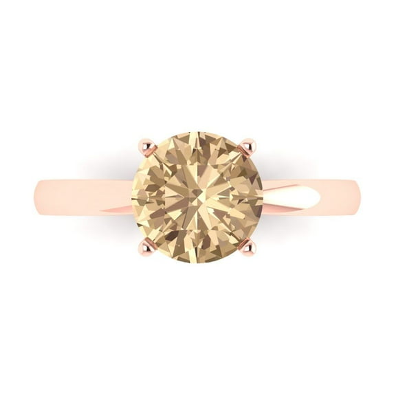 Solitaire Engagement Ring for Women - 2ct Yellow Moissanite in 14K Rose Gold Promise Ring