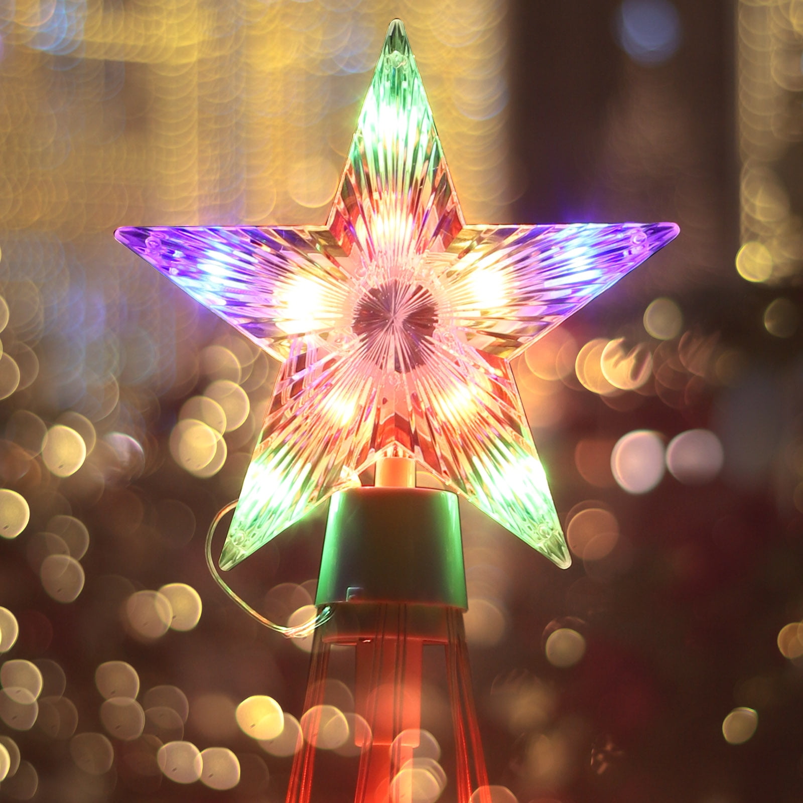 3 Pack LED Plug-In Christmas Tree Light Decorations, Multicolor Christmas Decor with Star Toppers, 4ft 5ft 6ft