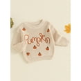 thumbnail image 2 of Toddler Baby Boy Girl Halloween Outfit Knit Chunky Pumpkin Sweaters Crew Neck Pullover Sweatshirt Tops Fall Winter Clothes, 2 of 8