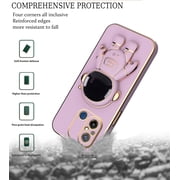 Compatible with Xiaomi Redmi 12C Case for Women Men, Ultra Soft Xiaomi Redmi 12C Phone Case with Stand Silicone TPU Plating Cute Astronaut Pattern Cases Cover (Green)