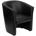 thumbnail image 1 of Fauteuil d'invité en forme de tonneau en cuir noir, 1 of 5