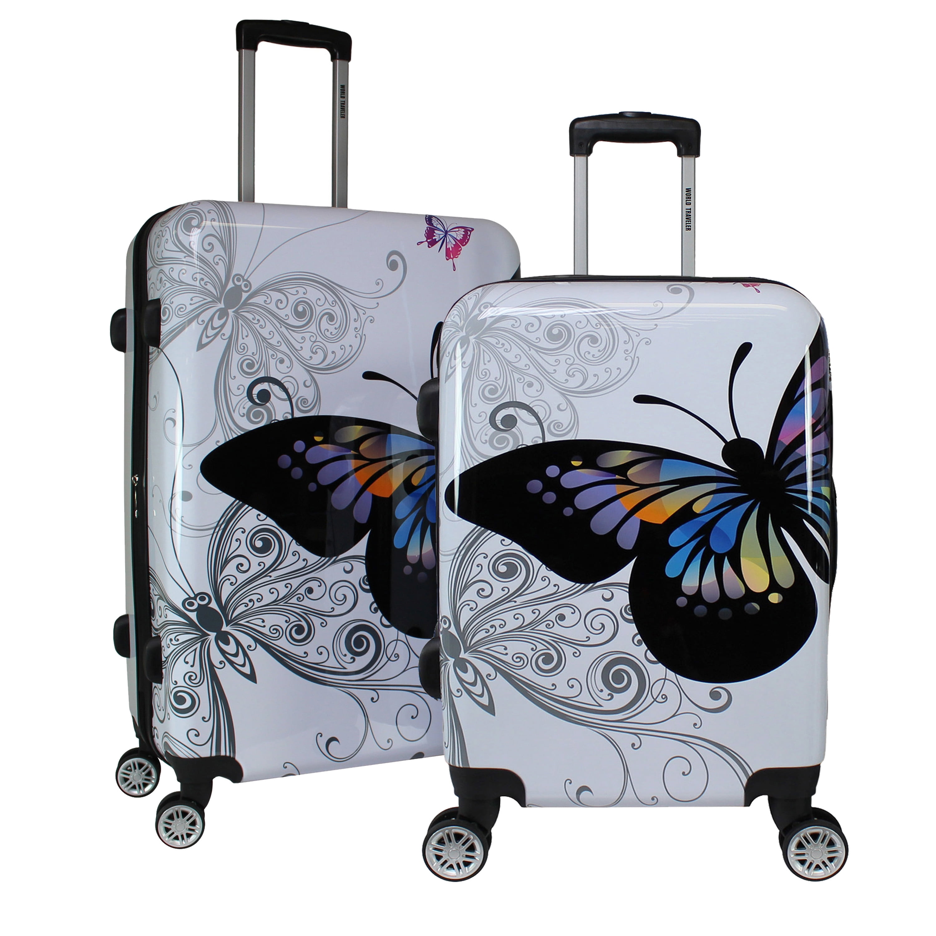 World Traveler Butterfly 24DM110-25-29 Hardside 2-PC Spinner Luggage ...