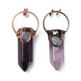 thumbnail image 2 of Natural Amethyst Big Pointed Pendants with Red Copper Tone Tin Findings Lead Nickel Cadmium Free 53-73x24-33x17-26mm, 2 of 3